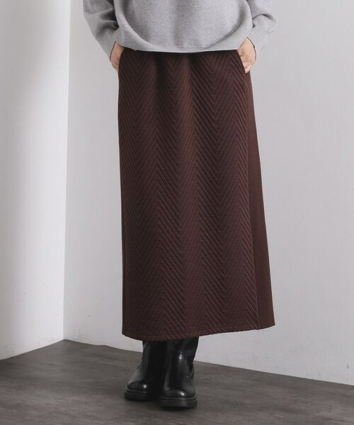 OPAQUE.CLIP / オペーク ドット クリップ ロング・マキシ丈スカート | キルティングイージーナロースカート【洗濯機OK】(ブラウン(043))