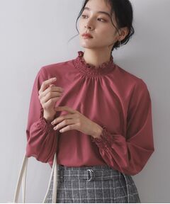 OPAQUE.CLIP / オペーク ドット クリップ シャツ・ブラウス | シャーリングハイネックブラウス【洗濯機OK】