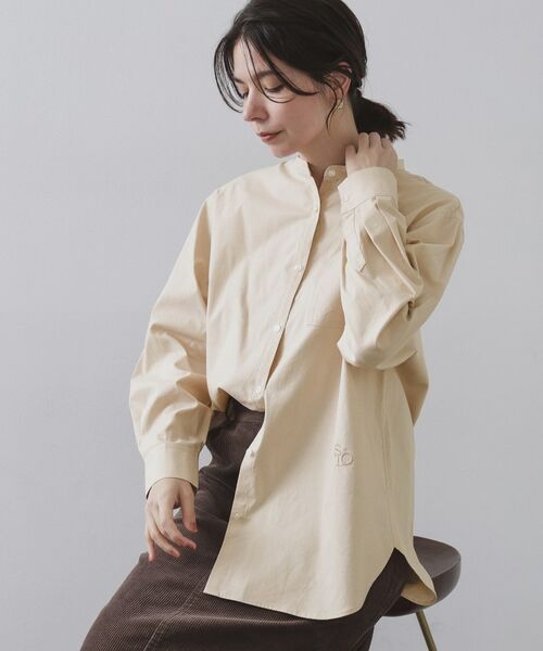 OPAQUE. CLIP/オペーク ドット クリップ バンドカラーシャツ【洗濯機OK】 ベージュ(052) 40(L)