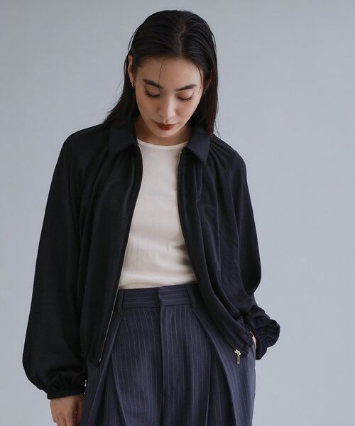 OPAQUE.CLIP / オペーク ドット クリップ シャツ・ブラウス | 【es】ヴィンテージサテン ボリュームジップブラウス【洗濯機OK】 | 詳細5