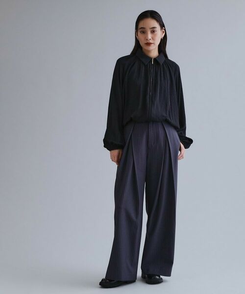 OPAQUE.CLIP / オペーク ドット クリップ シャツ・ブラウス | 【es】ヴィンテージサテン ボリュームジップブラウス【洗濯機OK】 | 詳細6