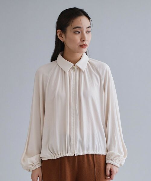 OPAQUE.CLIP / オペーク ドット クリップ シャツ・ブラウス | 【es】ヴィンテージサテン ボリュームジップブラウス【洗濯機OK】 | 詳細9