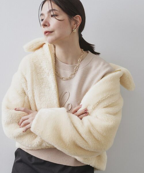 OPAQUE.CLIP / オペーク ドット クリップ レザーブルゾン・ジャケット | ステンカラーボアブルゾン【洗える】 | 詳細1