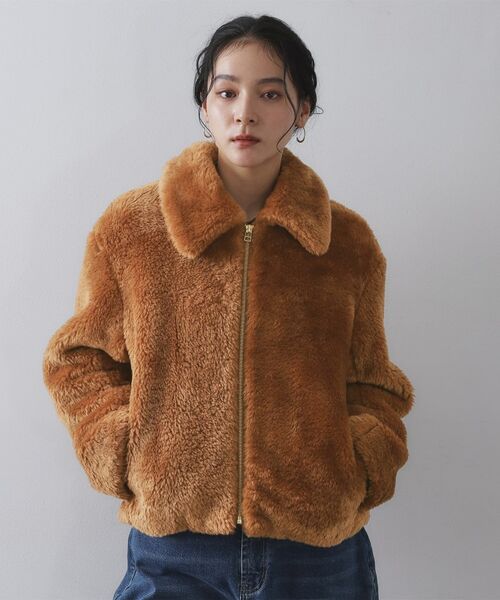 OPAQUE.CLIP / オペーク ドット クリップ レザーブルゾン・ジャケット | ステンカラーボアブルゾン【洗える】 | 詳細10