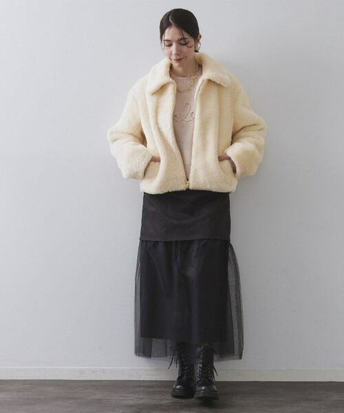 OPAQUE.CLIP / オペーク ドット クリップ レザーブルゾン・ジャケット | ステンカラーボアブルゾン【洗える】 | 詳細2