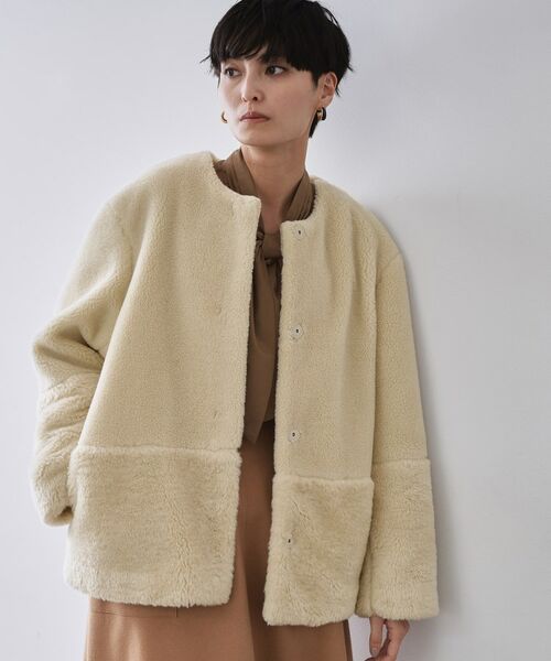 OPAQUE. CLIP/オペーク ドット クリップ フェイクボア切替ショートコート アイボリー(004) 42(LL) OPAQUE. CLIP/オペーク ドット クリップ フェイクボア切替ショートコート アイボリー(004) 42(LL)