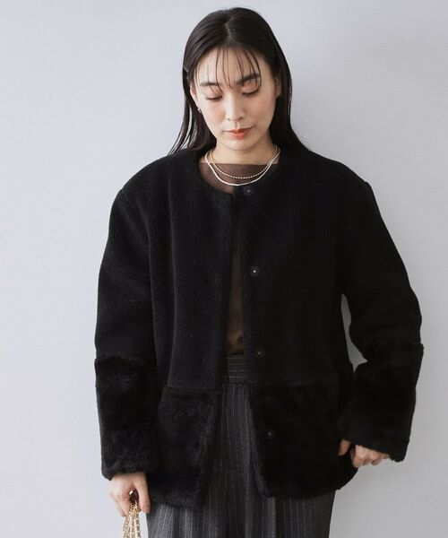 OPAQUE.CLIP / オペーク ドット クリップ その他アウター | フェイクボア切替ショートコート(ブラック(019))