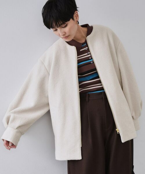 OPAQUE. CLIP/オペーク ドット クリップ もこもこノーカラージップミドルコート【洗える】 ライトベージュ(051) 38(M) OPAQUE. CLIP/オペーク ドット クリップ もこもこノーカラージップミドルコート【洗える】 ライトベージュ(051) 38(M)