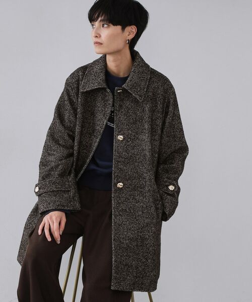 OPAQUE. CLIP/オペーク ドット クリップ ヘリンボーンステンカラーコート ブラック(419) 38(M) OPAQUE. CLIP/オペーク ドット クリップ ヘリンボーンステンカラーコート ブラック(419) 38(M)