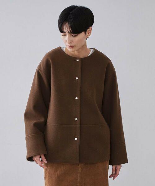 OPAQUE.CLIP / オペーク ドット クリップ その他アウター | ウールライクメルトン ノーカラーコート【洗濯機OK】 | 詳細17