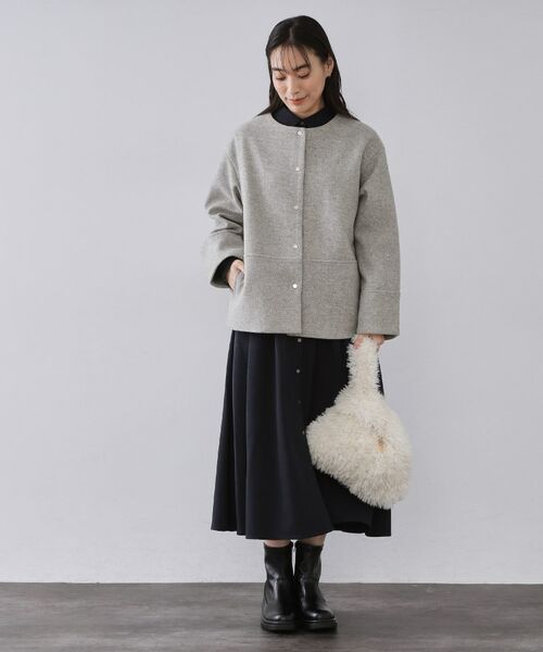 OPAQUE.CLIP / オペーク ドット クリップ その他アウター | ウールライクメルトン ノーカラーコート【洗濯機OK】 | 詳細6