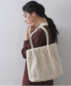 OPAQUE.CLIP / オペーク ドット クリップ トートバッグ | 【A4サイズ対応／マチ付き】ストライプフェイクファートートバッグ