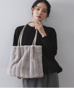 OPAQUE.CLIP / オペーク ドット クリップ トートバッグ | 【A4サイズ対応／マチ付き】ストライプフェイクファートートバッグ