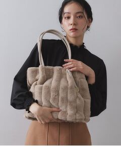 OPAQUE.CLIP / オペーク ドット クリップ トートバッグ | 【A4サイズ対応／マチ付き】ストライプフェイクファートートバッグ