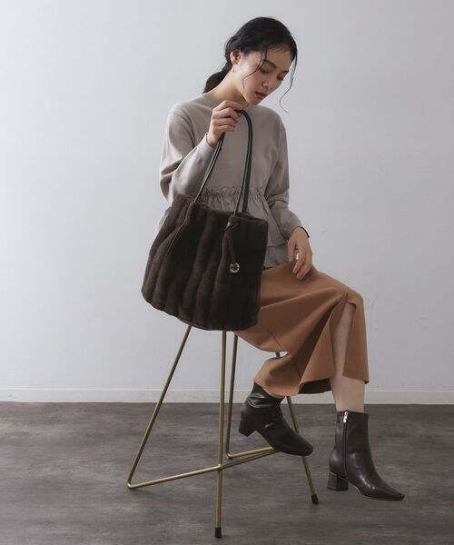 OPAQUE.CLIP / オペーク ドット クリップ トートバッグ | 【A4サイズ対応／マチ付き】ストライプフェイクファートートバッグ | 詳細10