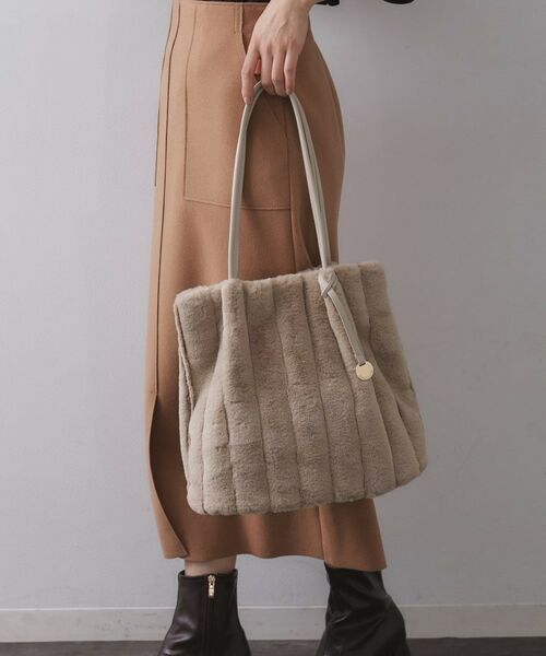 OPAQUE.CLIP / オペーク ドット クリップ トートバッグ | 【A4サイズ対応／マチ付き】ストライプフェイクファートートバッグ | 詳細11