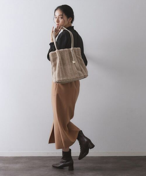 OPAQUE.CLIP / オペーク ドット クリップ トートバッグ | 【A4サイズ対応／マチ付き】ストライプフェイクファートートバッグ | 詳細12