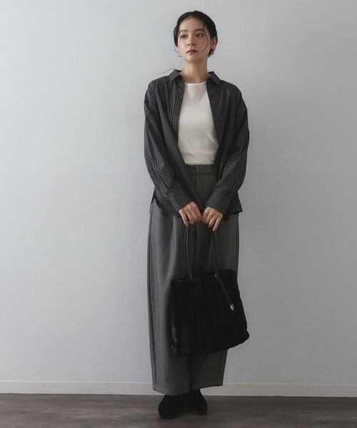 OPAQUE.CLIP / オペーク ドット クリップ トートバッグ | 【A4サイズ対応／マチ付き】ストライプフェイクファートートバッグ | 詳細8