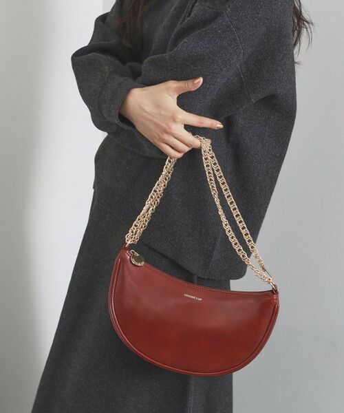 OPAQUE. CLIP/オペーク ドット クリップ 【2WAY】オイル調合皮チェーンハンドルムーンミドルバッグ レッド(063) 00