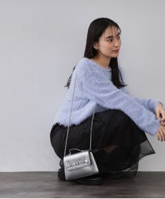 OPAQUE.CLIP / オペーク ドット クリップ ショルダーバッグ | シャイニー合皮スクエアデザインチェーンミニショルダーバッグ