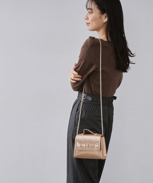 OPAQUE.CLIP / オペーク ドット クリップ ショルダーバッグ | シャイニー合皮スクエアデザインチェーンミニショルダーバッグ | 詳細1