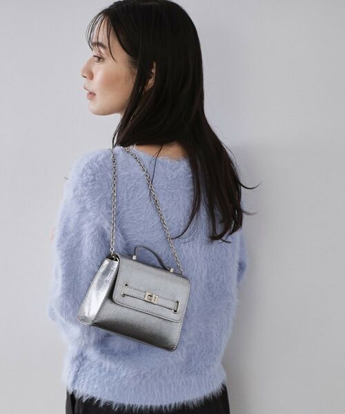 OPAQUE.CLIP / オペーク ドット クリップ ショルダーバッグ | シャイニー合皮スクエアデザインチェーンミニショルダーバッグ | 詳細5
