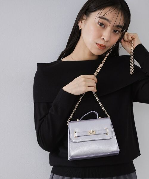 OPAQUE.CLIP / オペーク ドット クリップ ショルダーバッグ | シャイニー合皮スクエアデザインチェーンミニショルダーバッグ | 詳細7