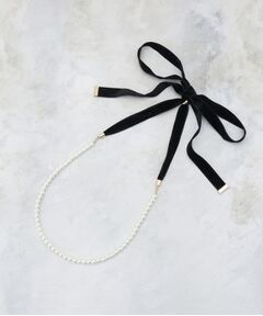 OPAQUE.CLIP / オペーク ドット クリップ ネックレス・ペンダント・チョーカー | パール調ベロアラリエット風ネックレス