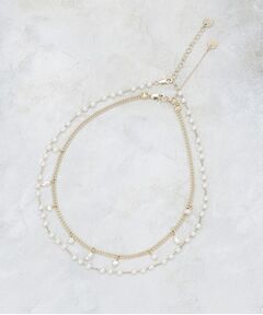 OPAQUE.CLIP / オペーク ドット クリップ ネックレス・ペンダント・チョーカー | 【2SET】2連フェイクパールチェーンネックレス