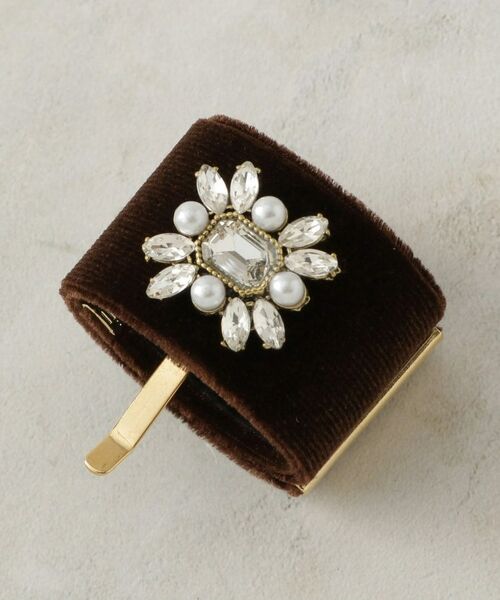 OPAQUE. CLIP/オペーク ドット クリップ ビジュー付きベロアカフ ブラウン(044) 00 OPAQUE. CLIP/オペーク ドット クリップ ビジュー付きベロアカフ ブラウン(044) 00