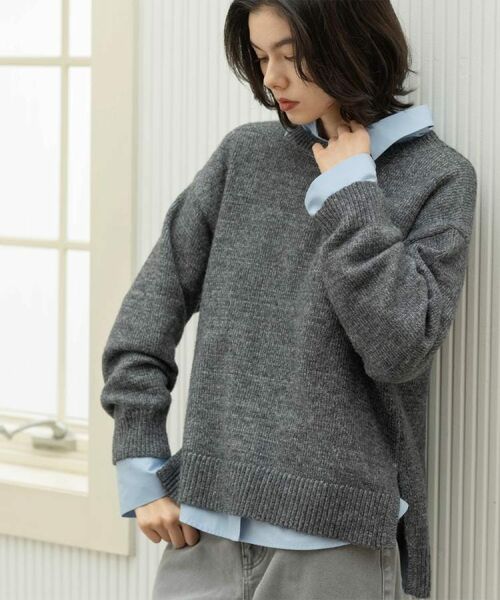 OPAQUE.CLIP / オペーク ドット クリップ ニット・セーター | リラクシークルーネックニット【洗濯機OK】 | 詳細3