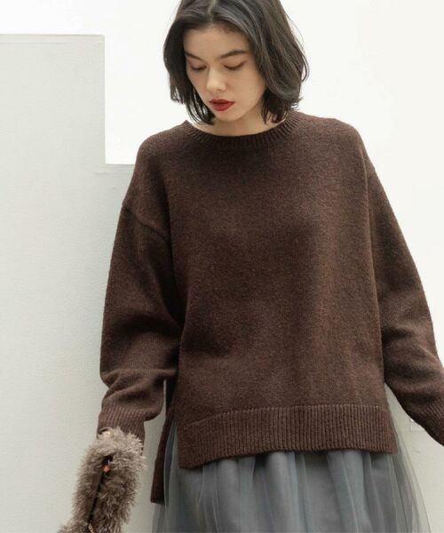 OPAQUE.CLIP / オペーク ドット クリップ ニット・セーター | リラクシークルーネックニット【洗濯機OK】(ブラウン(044))