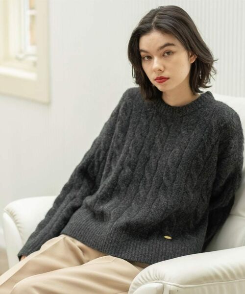 OPAQUE.CLIP / オペーク ドット クリップ ニット・セーター | MIXミドルゲージケーブルニット【洗濯機OK】 | 詳細1