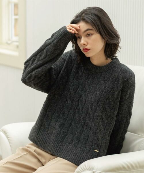 OPAQUE.CLIP / オペーク ドット クリップ ニット・セーター | MIXミドルゲージケーブルニット【洗濯機OK】 | 詳細3