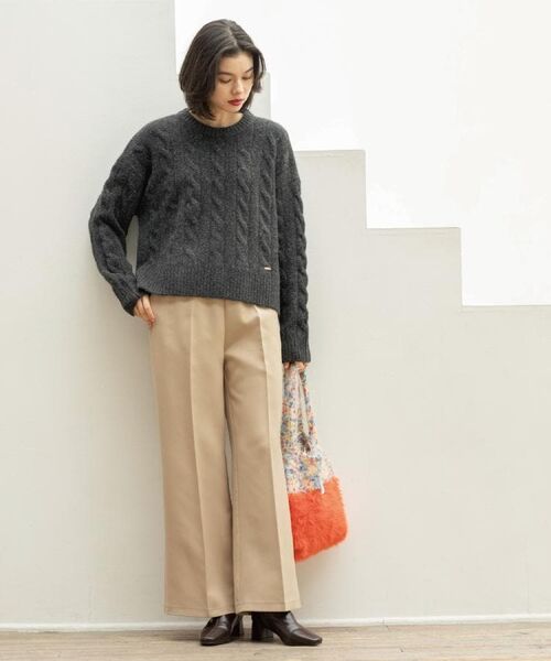 OPAQUE.CLIP / オペーク ドット クリップ ニット・セーター | MIXミドルゲージケーブルニット【洗濯機OK】 | 詳細4