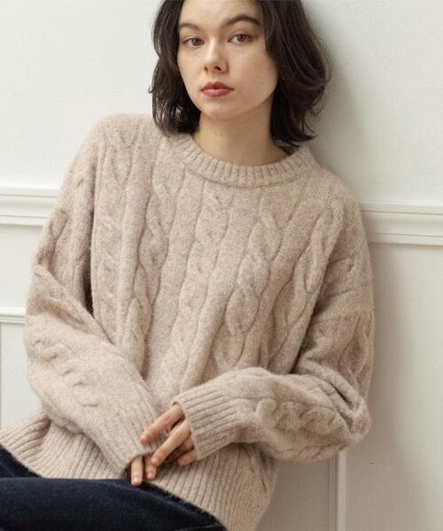 OPAQUE.CLIP / オペーク ドット クリップ ニット・セーター | MIXミドルゲージケーブルニット【洗濯機OK】 | 詳細9