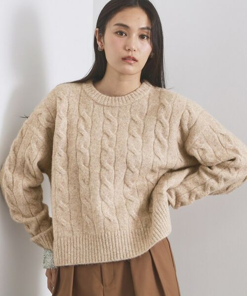 OPAQUE. CLIP/オペーク ドット クリップ MIXミドルゲージケーブルニット【洗濯機OK】 ベージュ(052) 38(M)