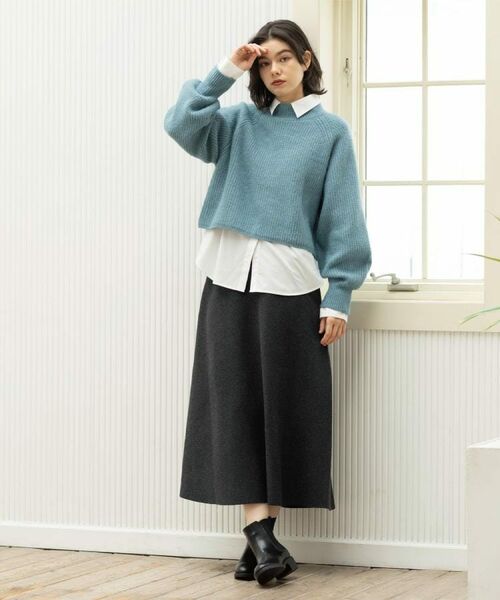 OPAQUE.CLIP / オペーク ドット クリップ ニット・セーター | MIXミドルゲージショートあぜニット【洗濯機OK】 | 詳細30