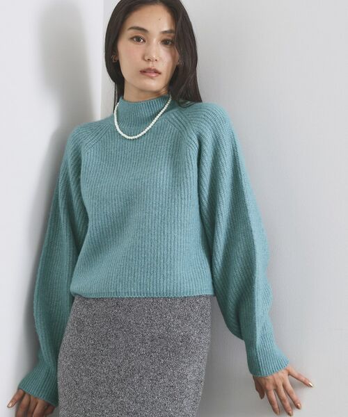 OPAQUE. CLIP/オペーク ドット クリップ MIXミドルゲージショートあぜニット【洗濯機OK】 ブルーグリーン(097) 40(L)