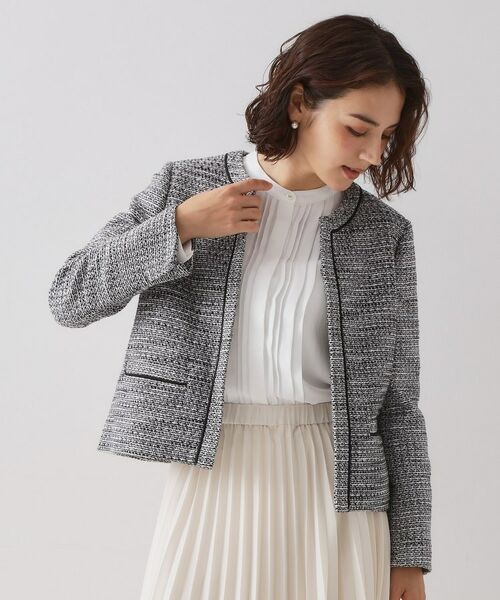 OPAQUE. CLIP/オペーク ドット クリップ ≪通勤・セレモニー対応≫ コットンツイードジャケット ブラック(419) 38(M) OPAQUE. CLIP/オペーク ドット クリップ ≪通勤・セレモニー対応≫ コットンツイードジャケット ブラック(419) 38(M)