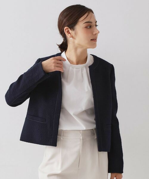 OPAQUE. CLIP/オペーク ドット クリップ ≪通勤・セレモニー対応≫ コットンツイードジャケット ネイビー(094) 36(S) OPAQUE. CLIP/オペーク ドット クリップ ≪通勤・セレモニー対応≫ コットンツイードジャケット ネイビー(094) 36(S)