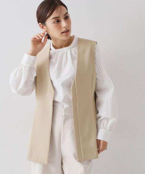 OPAQUE.CLIP / オペーク ドット クリップ ベスト | ペプラムジレ/セットアップ対応可【洗濯機OK】(ベージュ(052))