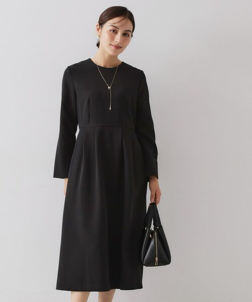 OPAQUE. CLIP/オペーク ドット クリップ ≪通勤・セレモニー対応≫フィットアンドフレアワンピースダブルクロス【洗濯機OK】 ブラック(019) 40(L) OPAQUE. CLIP/オペーク ドット クリップ ≪通勤・セレモニー対応≫フィットアンドフレアワンピースダブルクロス【洗濯機OK】 ブラック(019) 40(L)