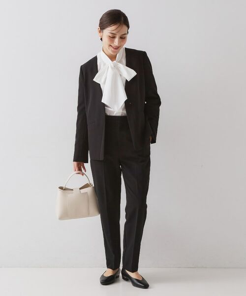 OPAQUE. CLIP/オペーク ドット クリップ &#8810;通勤・セレモニーセットアップ対応&#8811; テーパードパンツダブルクロス【洗濯機OK】 ブラック(019) 36(S)