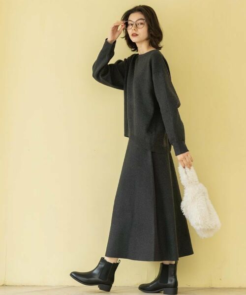 OPAQUE.CLIP / オペーク ドット クリップ ロング・マキシ丈スカート | ニットフレアスカート/セットアップ対応【洗濯機OK】 | 詳細6