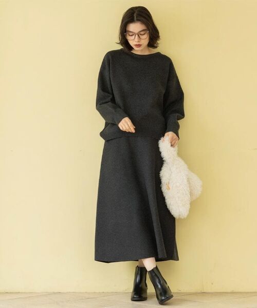 OPAQUE.CLIP / オペーク ドット クリップ ロング・マキシ丈スカート | ニットフレアスカート/セットアップ対応【洗濯機OK】 | 詳細7