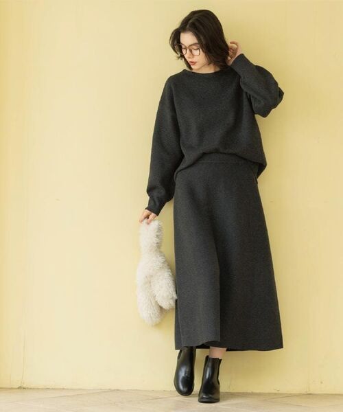 OPAQUE.CLIP / オペーク ドット クリップ ロング・マキシ丈スカート | ニットフレアスカート/セットアップ対応【洗濯機OK】 | 詳細9