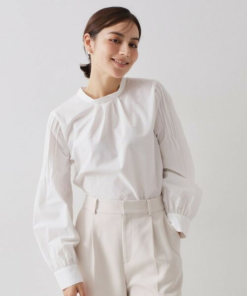 OPAQUE. CLIP/オペーク ドット クリップ &#8810;通勤・セレモニー対応&#8811;袖タックボリュームブラウス【洗濯機OK】 ホワイト(001) 38(M)