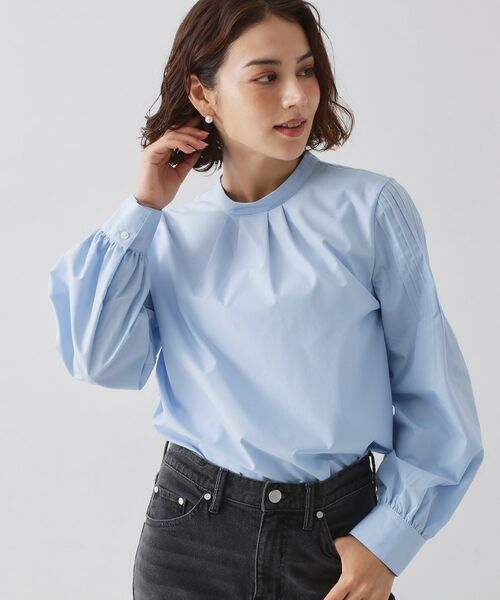 OPAQUE. CLIP/オペーク ドット クリップ &#8810;通勤・セレモニー対応&#8811;袖タックボリュームブラウス【洗濯機OK】 ブルー(091) 38(M)
