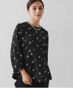 OPAQUE.CLIP / オペーク ドット クリップ シャツ・ブラウス | フラワー刺繍ペプラムブラウス【洗濯機OK】